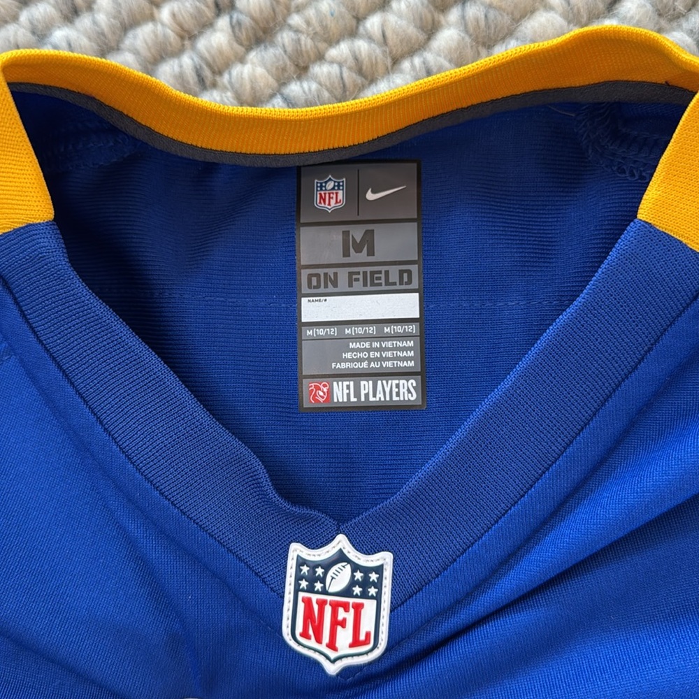 NWT Nike NFL Youth Boys On Field Medium Blue Gold Colors Short Sleeve‎ Jersey. - Picture 4 of 12